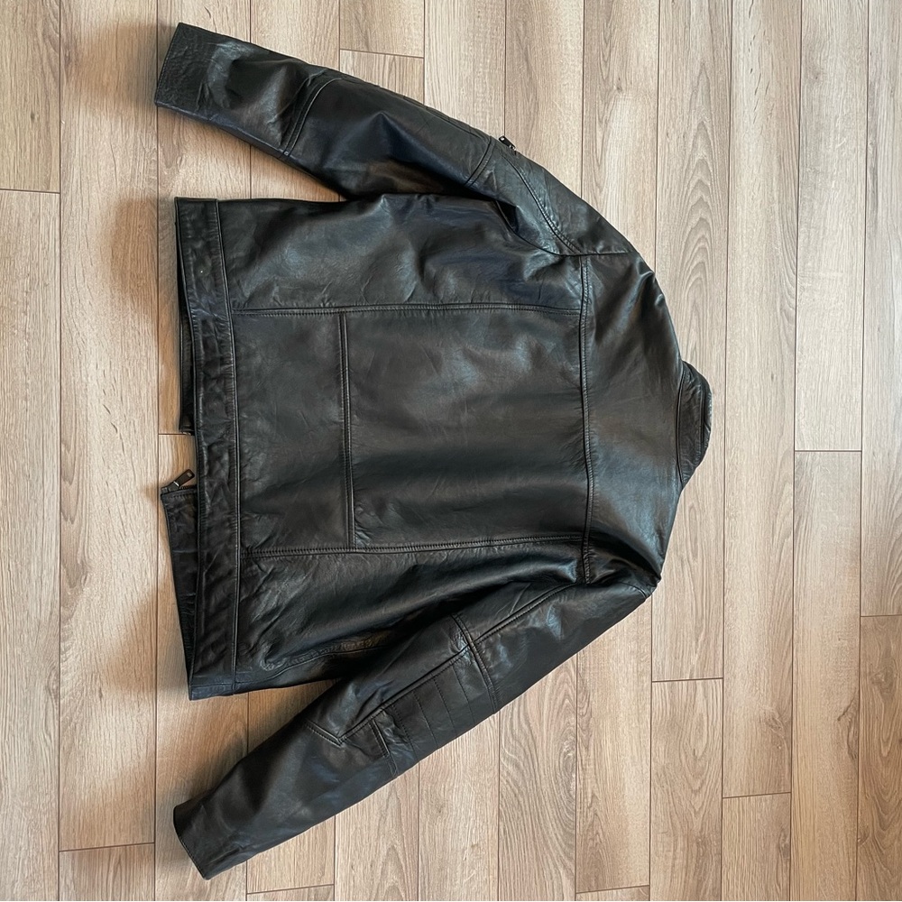 Men's Black Leather Jacket - Picture 6 of 7